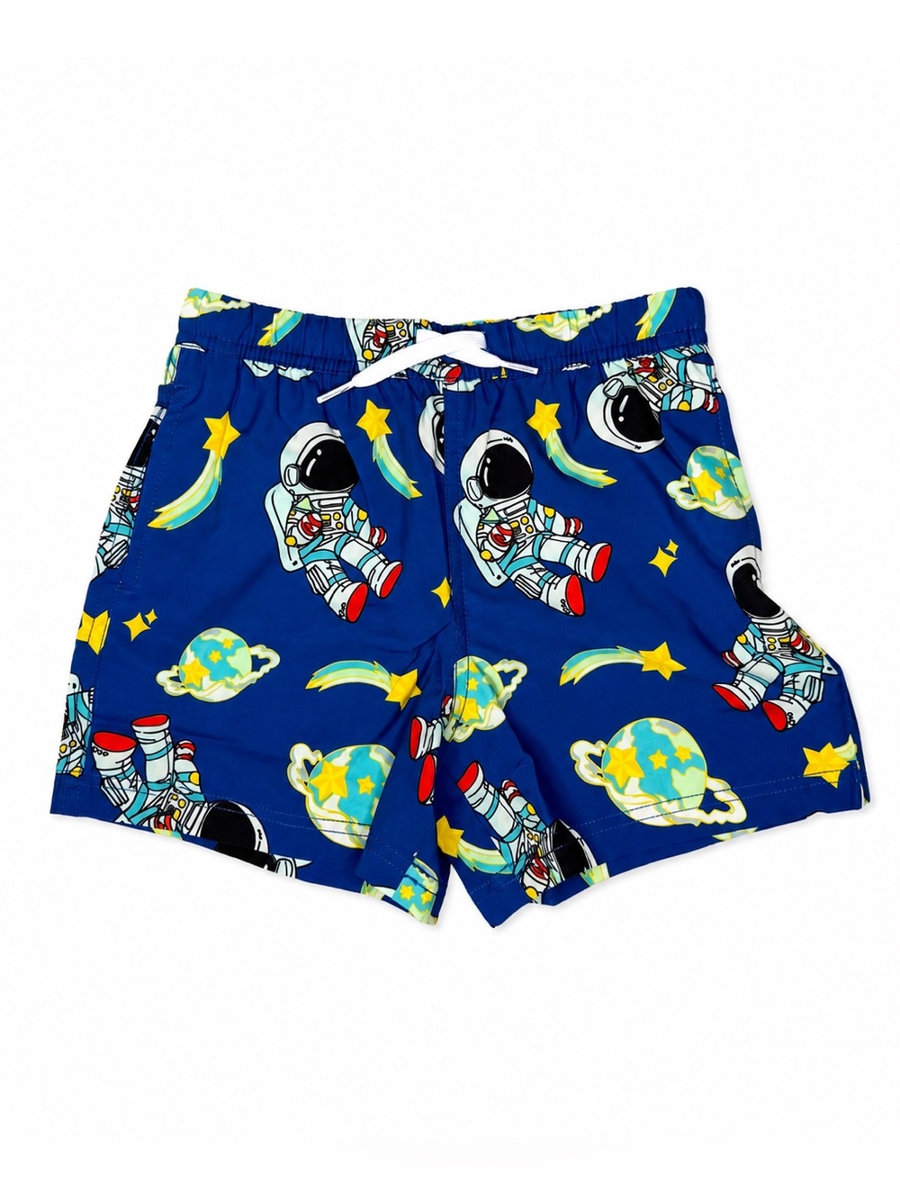 NWT Maamgic Boy Blue Astronaut Space Print Swim Trunks Quick Dry Pool Shorts